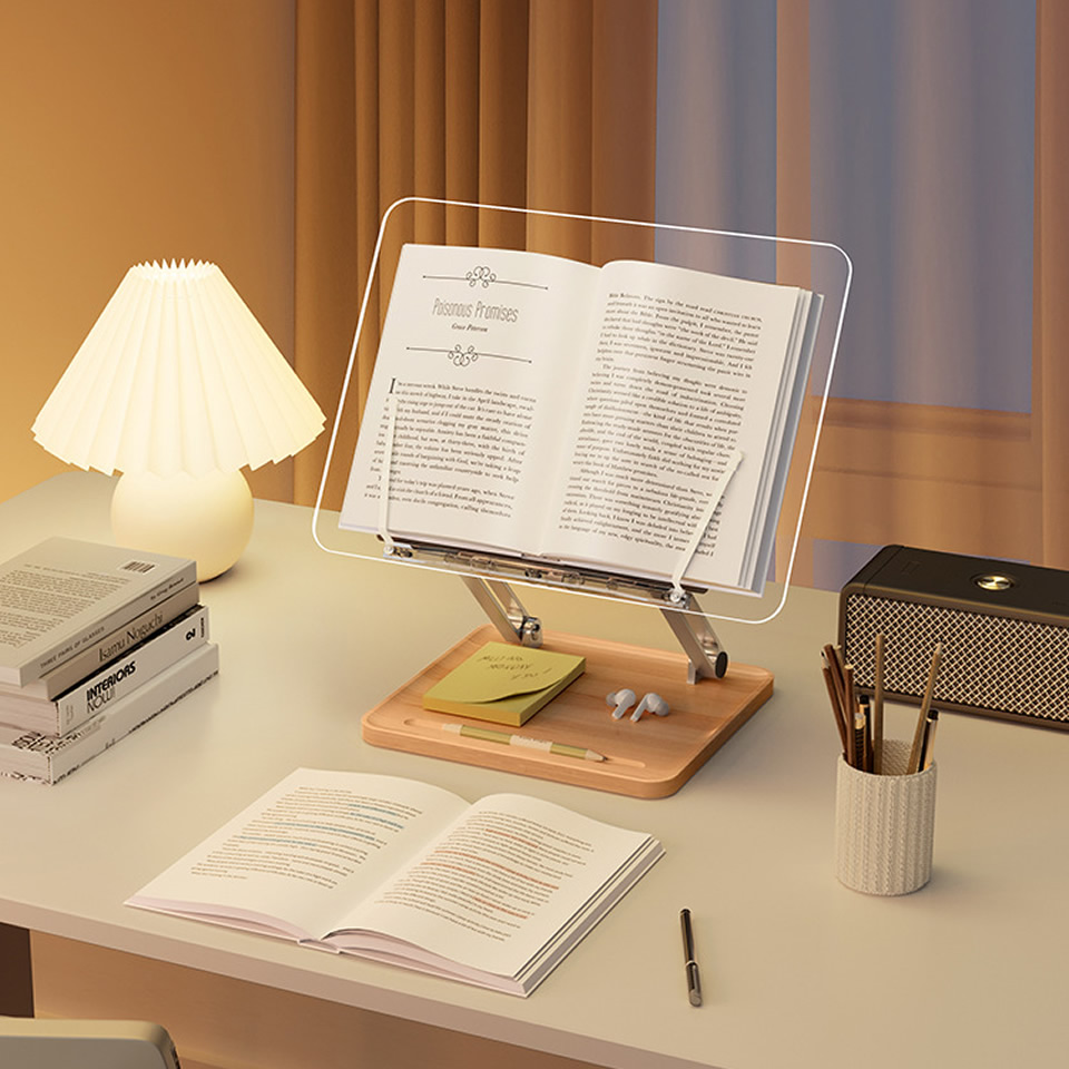 แท่นอ่านหนังสือไม้พร้อมไฟอะคริ - Laptop Stand บทวิจารณ์และราคา