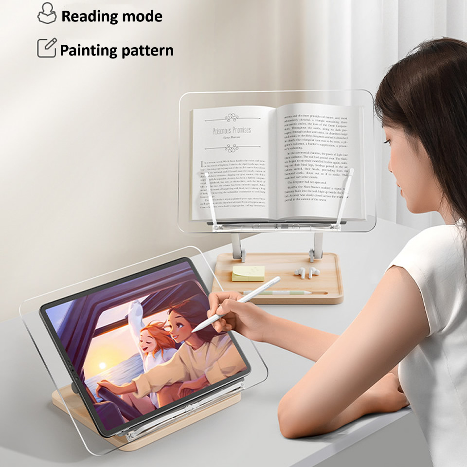 แท่นอ่านหนังสือไม้พร้อมไฟอะคริ - Laptop Stand บทวิจารณ์และราคา
